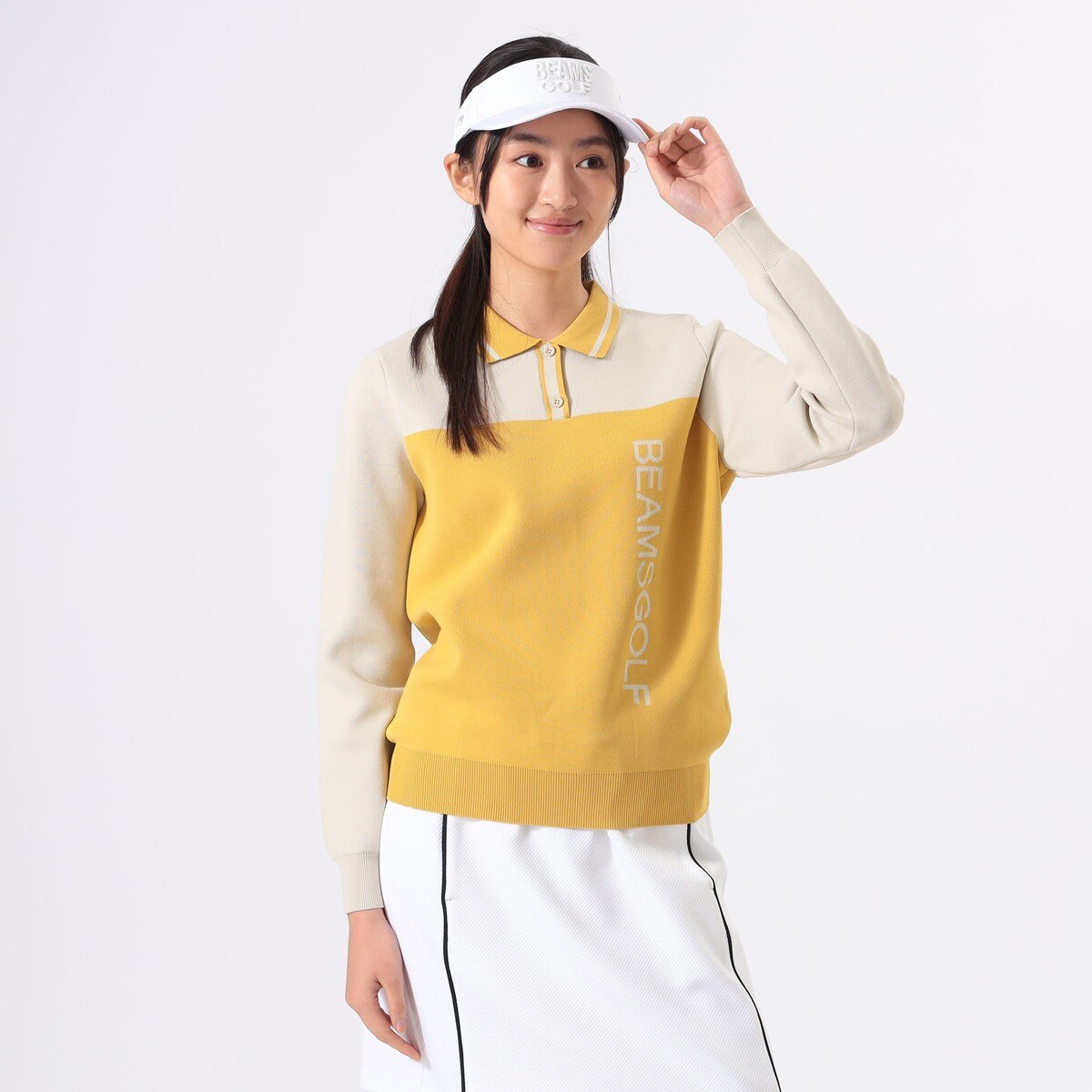 ORANGE LABEL バイカラー ポロ襟 ニットプルオーバー レディス(中間着