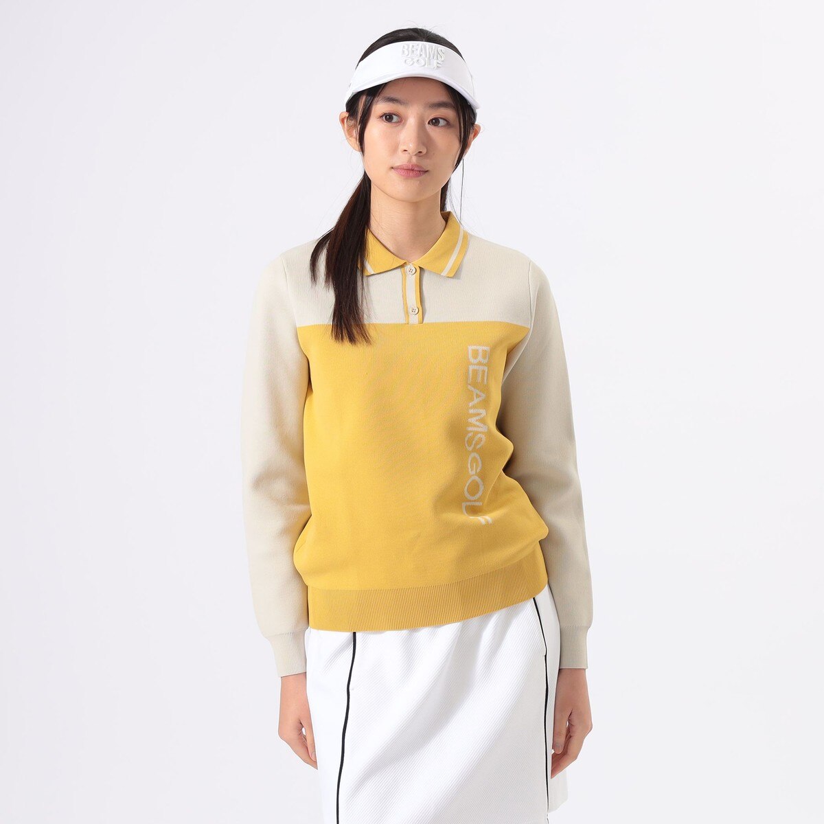 ORANGE LABEL バイカラー ポロ襟 ニットプルオーバー レディス(中間着
