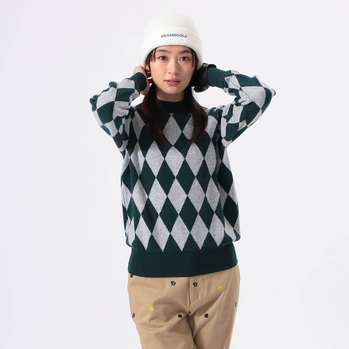 ORANGE LABEL アーガイル ニット プルオーバー レディス(中間着