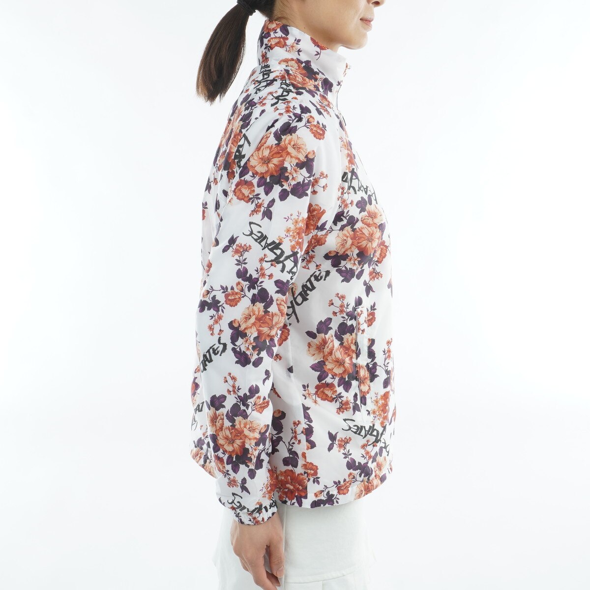 パーリーゲイツ　フルジップジャケット　サイズ1 可愛いお花柄 ミニリップ 繊細花柄 フルジップブルゾン レディス(アウター(ブルゾン