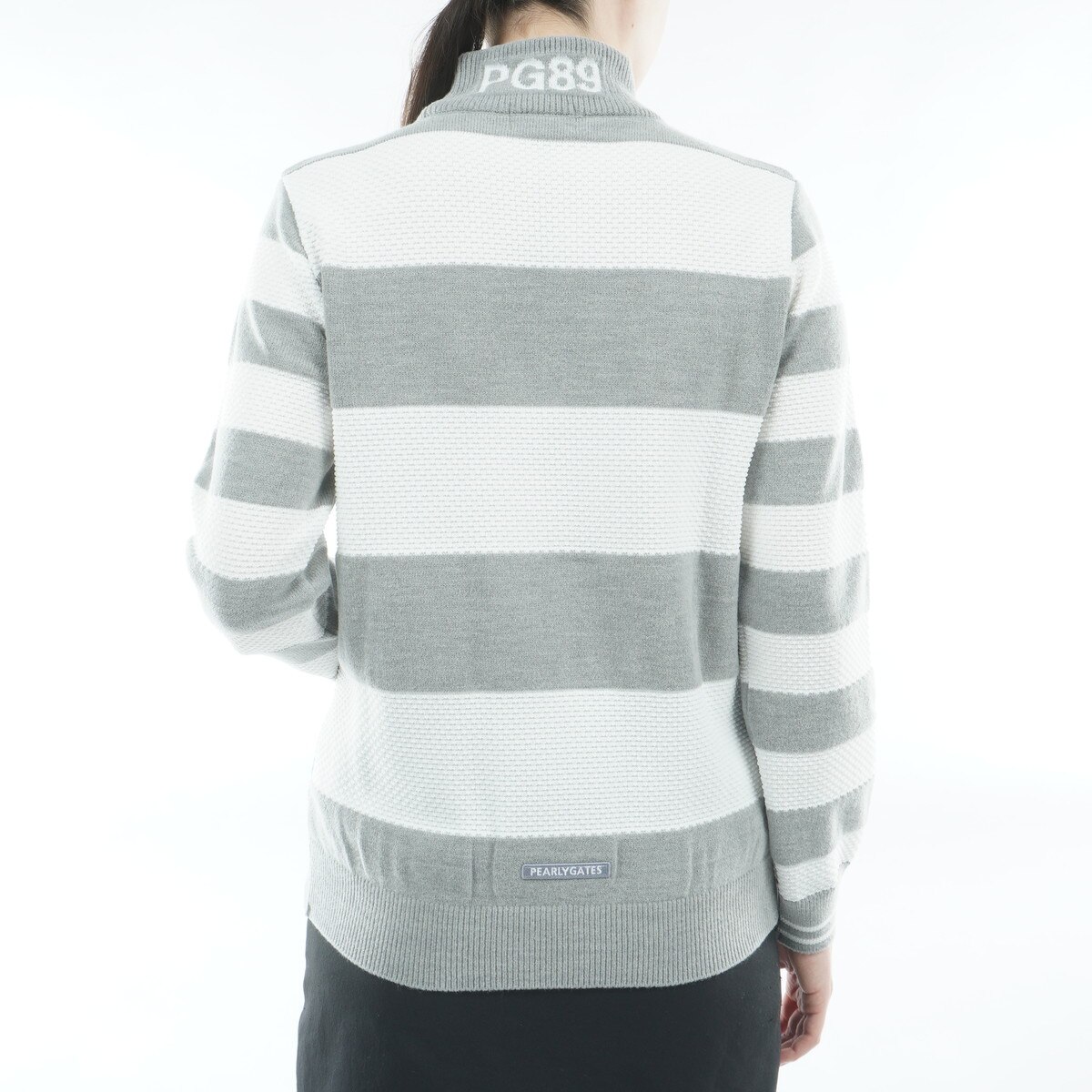 天竺ボーダー柄 ハイネックセーター レディス(中間着(セーター