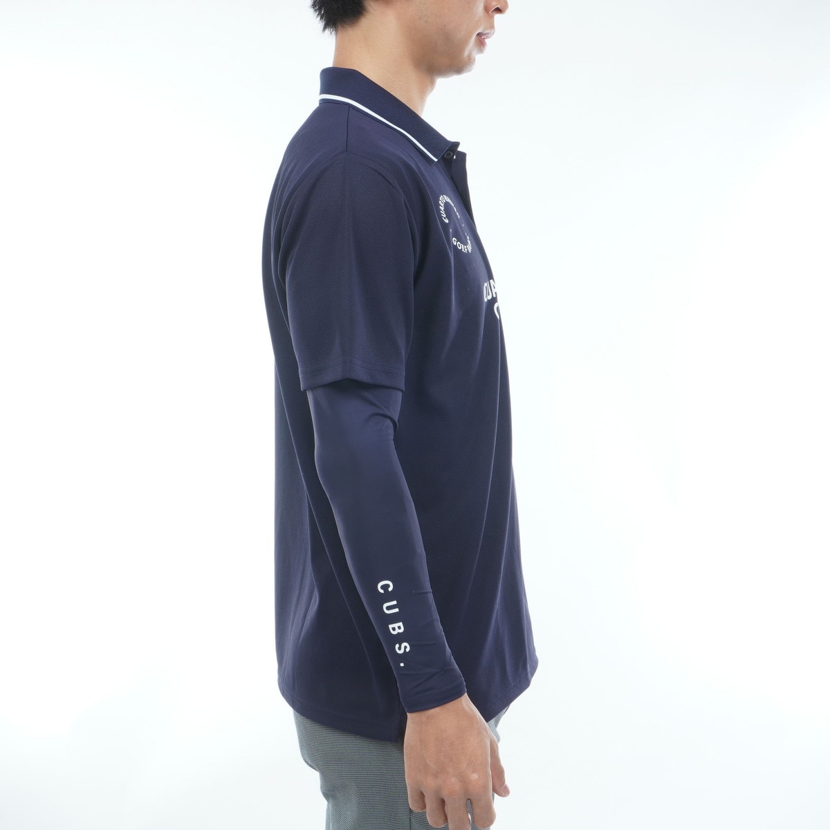 長袖インナーシャツ付き ストレッチ ロゴ半袖ポロシャツ(半袖シャツ