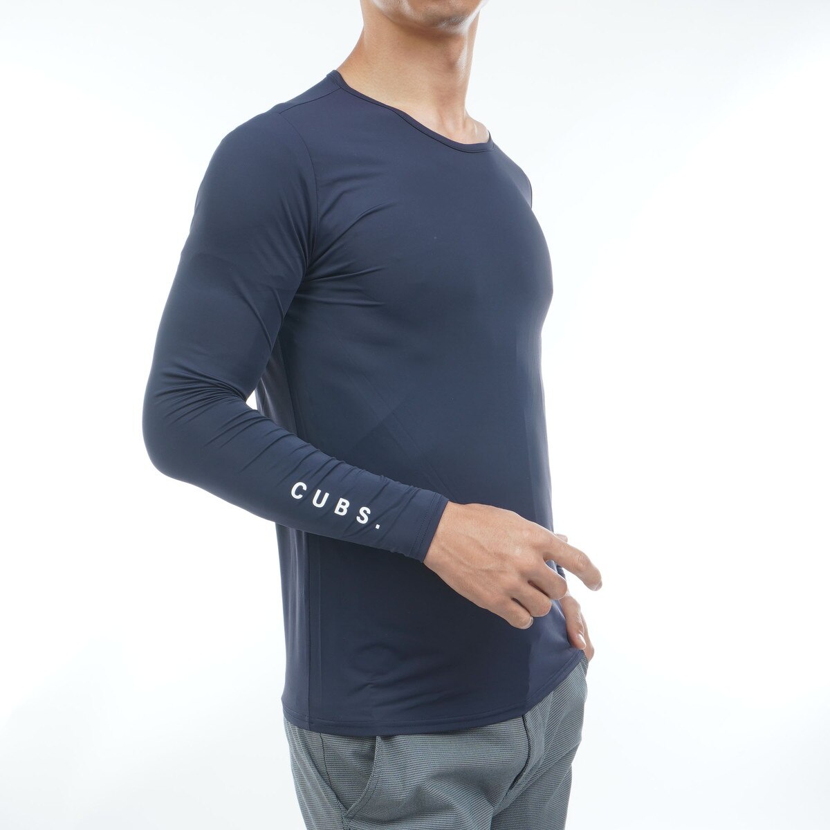 長袖インナーシャツ付き ストレッチ ロゴ半袖ポロシャツ(半袖シャツ