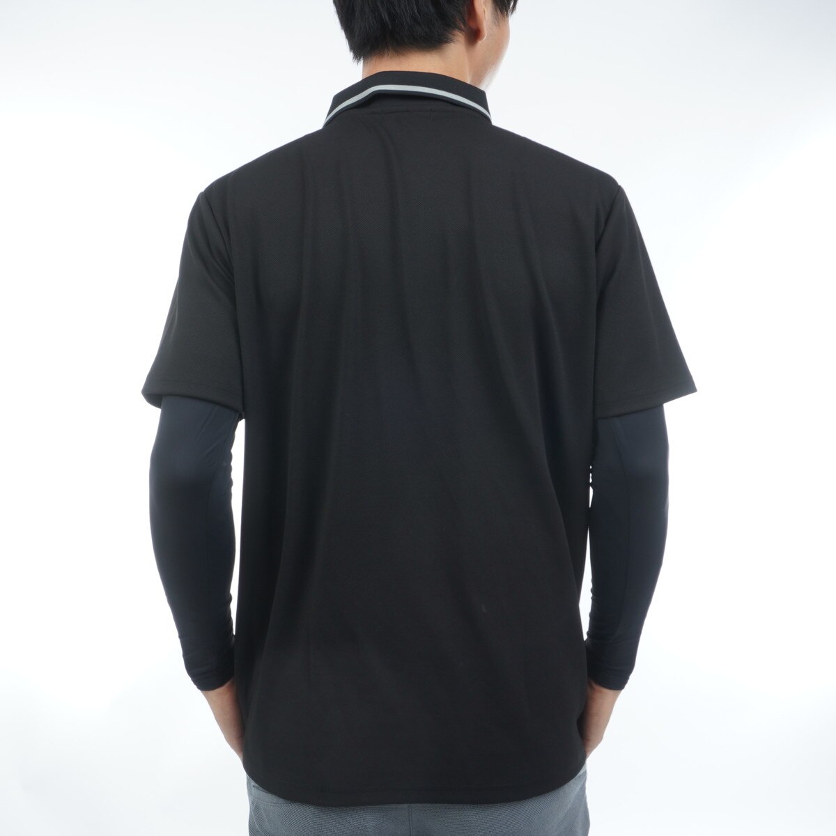 長袖インナーシャツ付き ストレッチ ロゴ半袖ポロシャツ(半袖シャツ