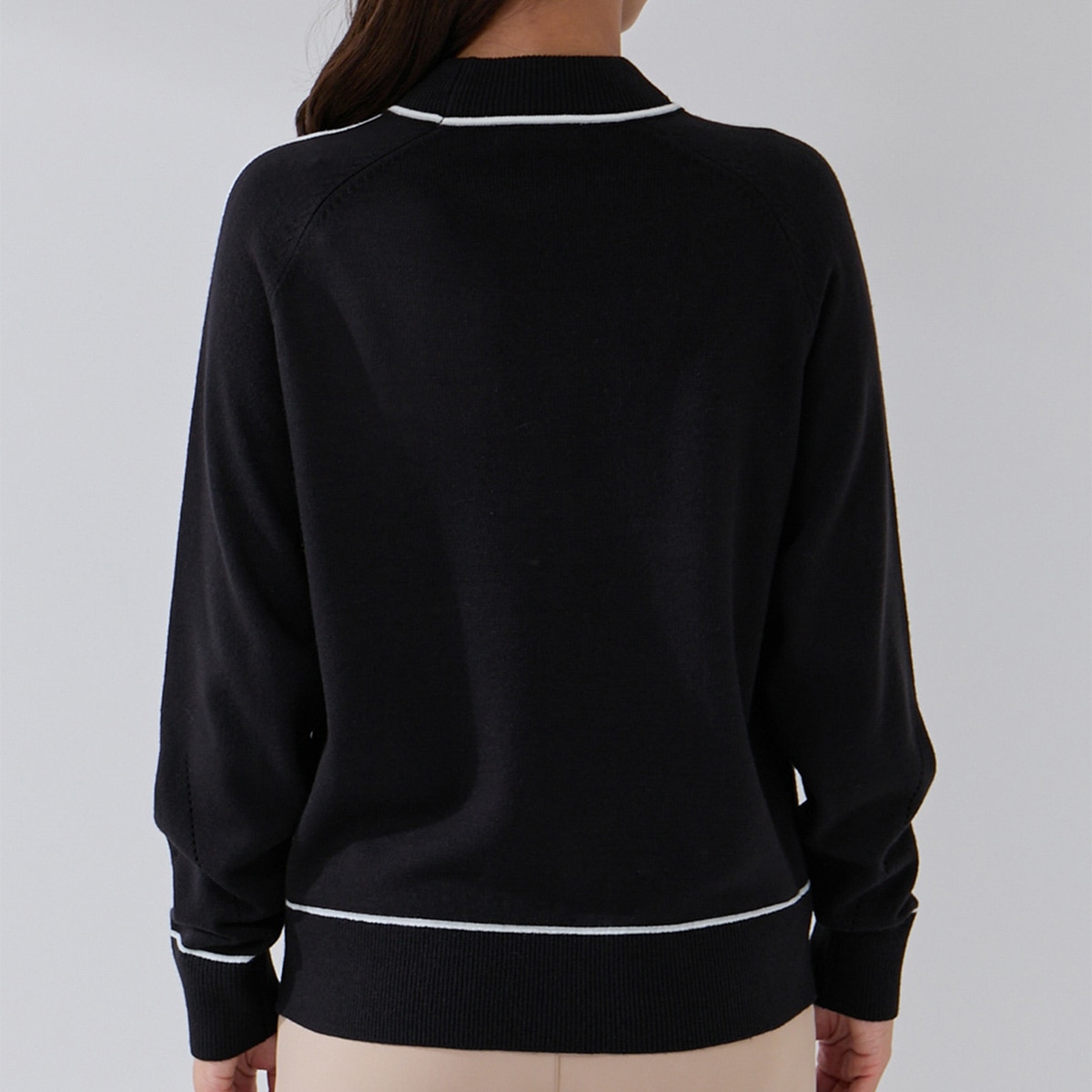 ジュン アンド ロペ　JUN & ROPE　配色ライン使いモックセーター　レディス 配色ライン使いモックセーター レディス(中間着(セーター、トレーナー