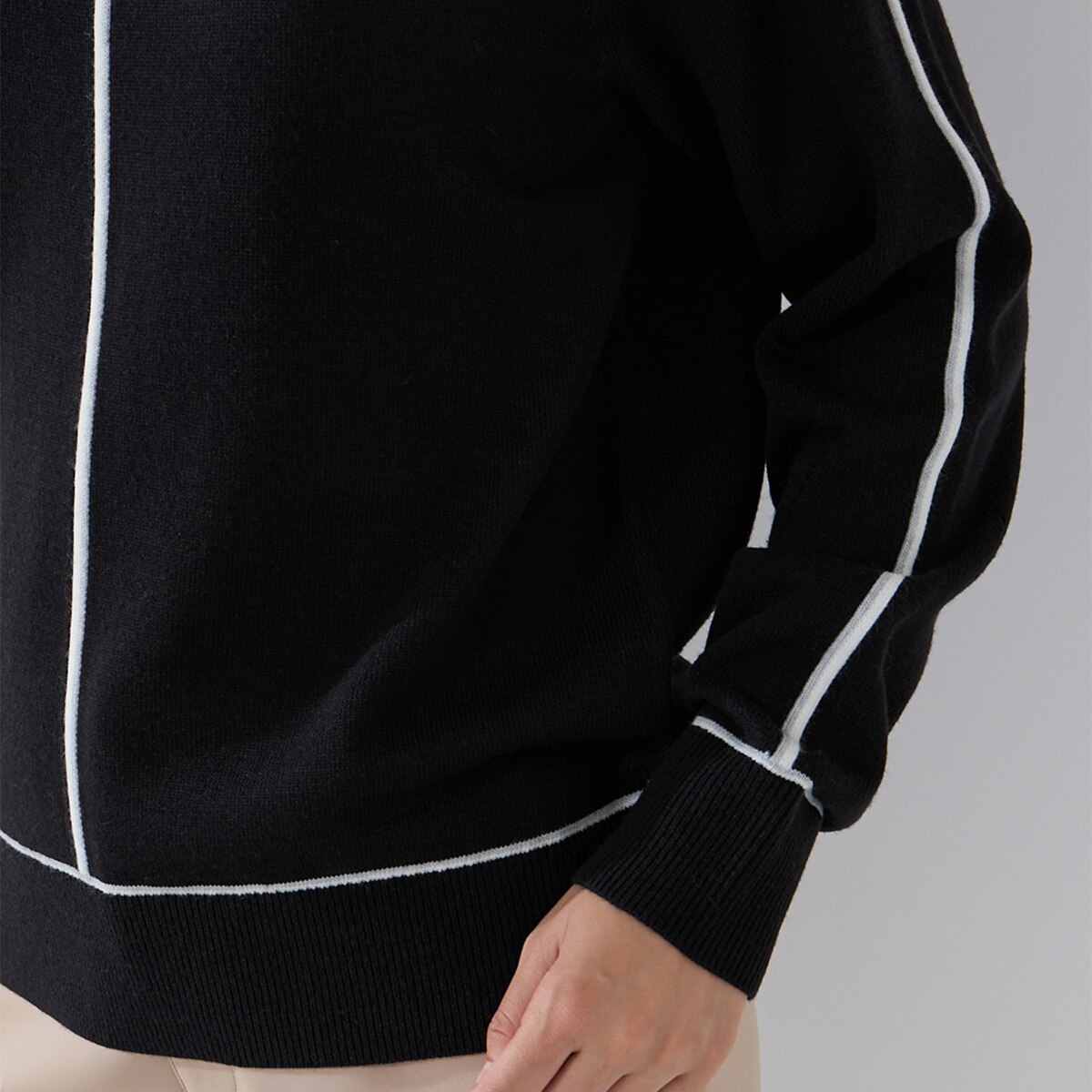 配色ライン使いモックセーター レディス(中間着(セーター、トレーナー