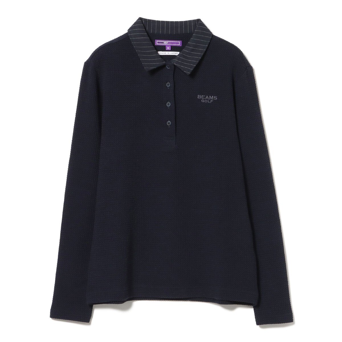 PURPLE LABEL ストライプ襟 ロングスリーブ ポロシャツ レディス(長袖