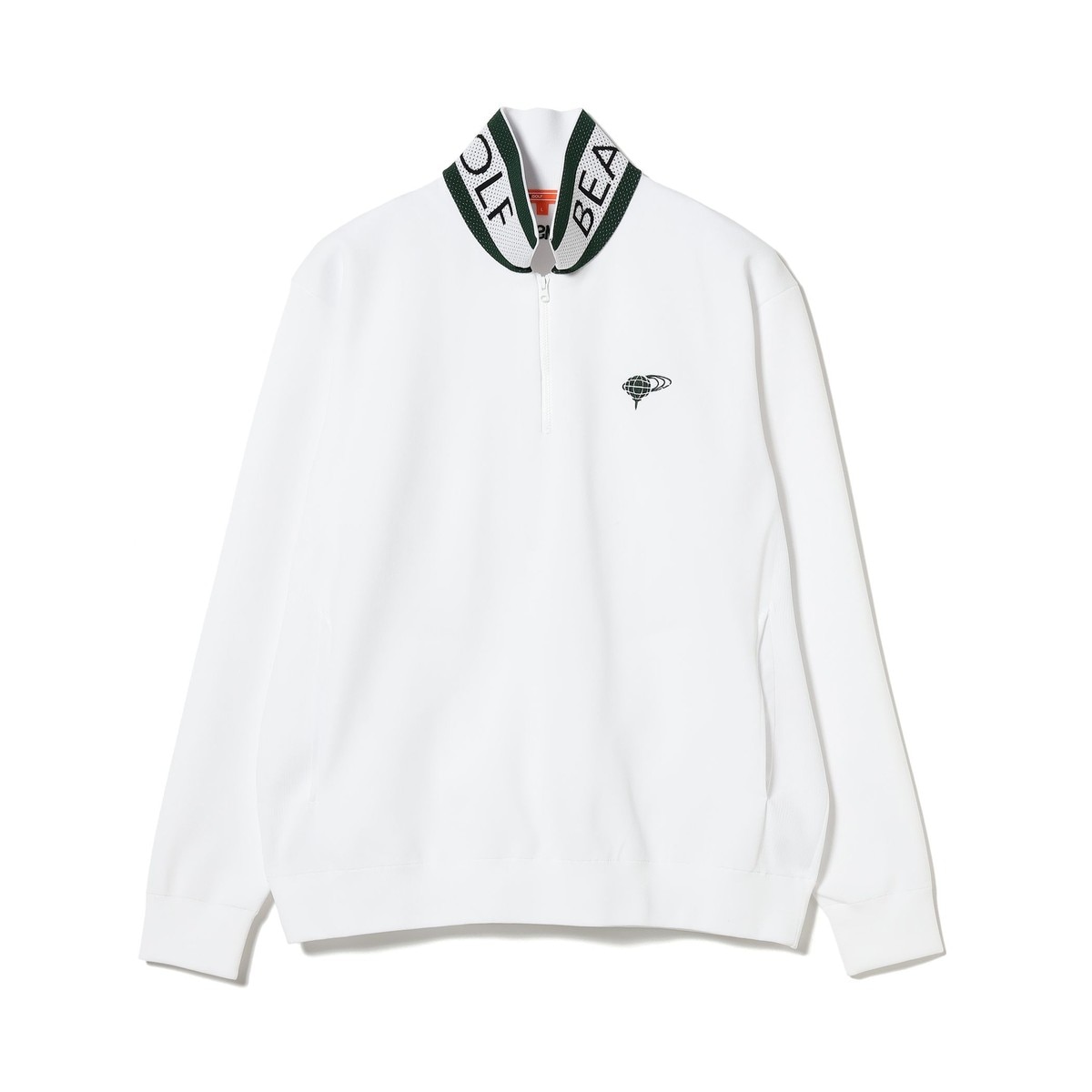 に*こ様 BEAMS GOLF ORANGE LABEL/襟ロゴ 裏フリース　イ ORANGE LABEL 襟裏ロゴ ハーフジップ ニット(中間着(セーター
