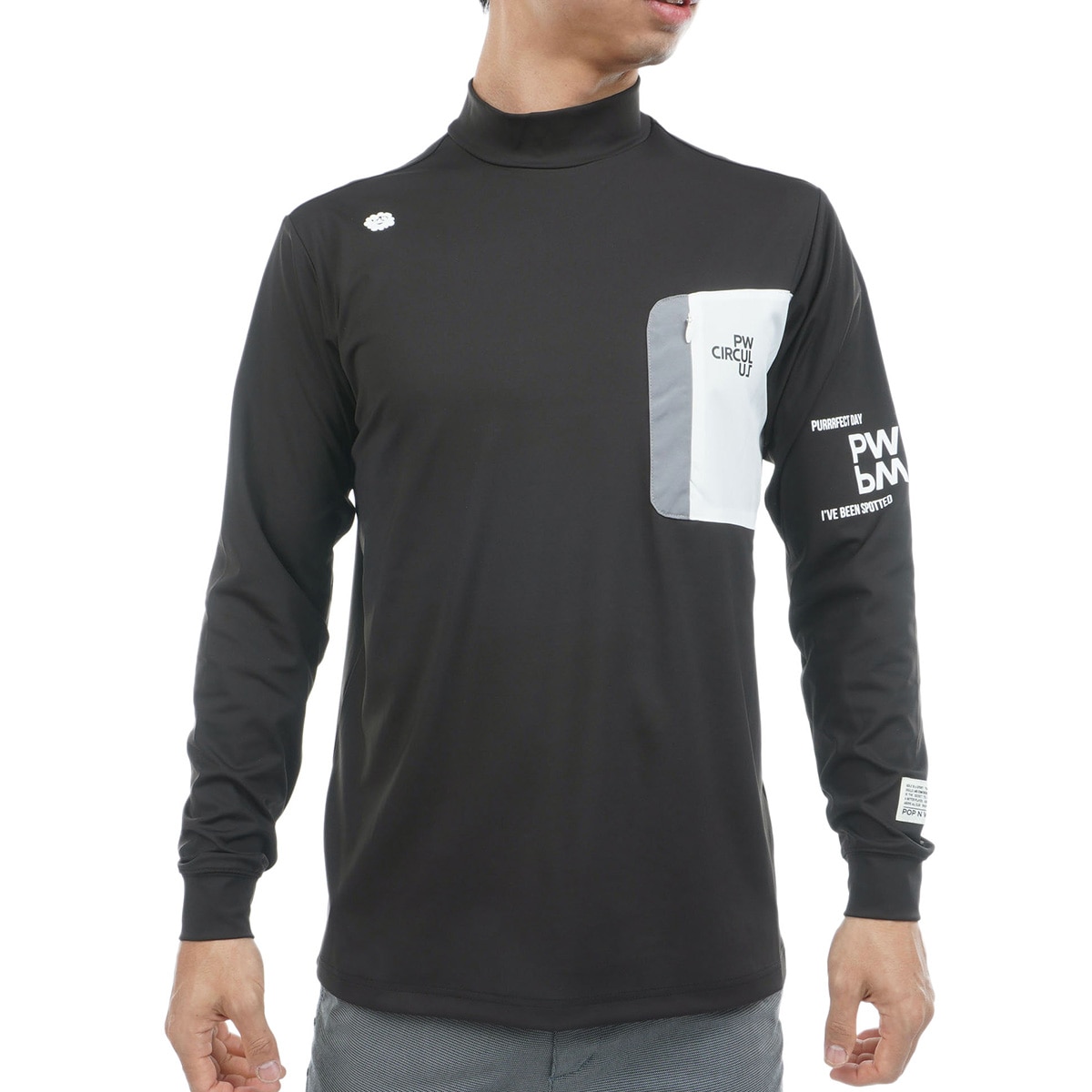 新品★ワイド ハイネック ポロ (XL) 吸水速乾 UV モックネック　ゴルフ 吸水速乾 UV遮蔽率99.5％ UVカット ストレッチ ポケットモックネック