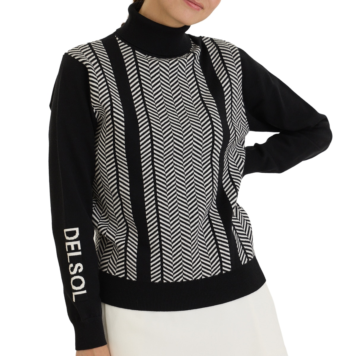 ヘリンボーンタートルネックセーター レディス(中間着(セーター