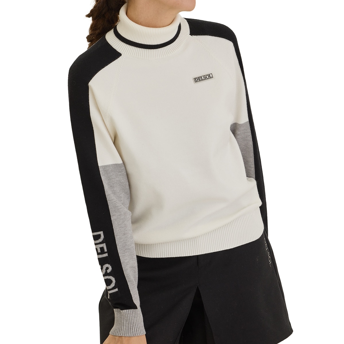 配色ライン入りタートルネックセーター レディス(中間着(セーター