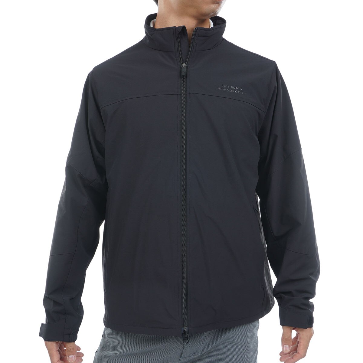 サタデーズニューヨークシティ　ゴルフウェア　長袖モックネック　Mサイズ　ブラック サタデーズニューヨークシティ ゴルフウェア 長袖モックネック Mサイズ