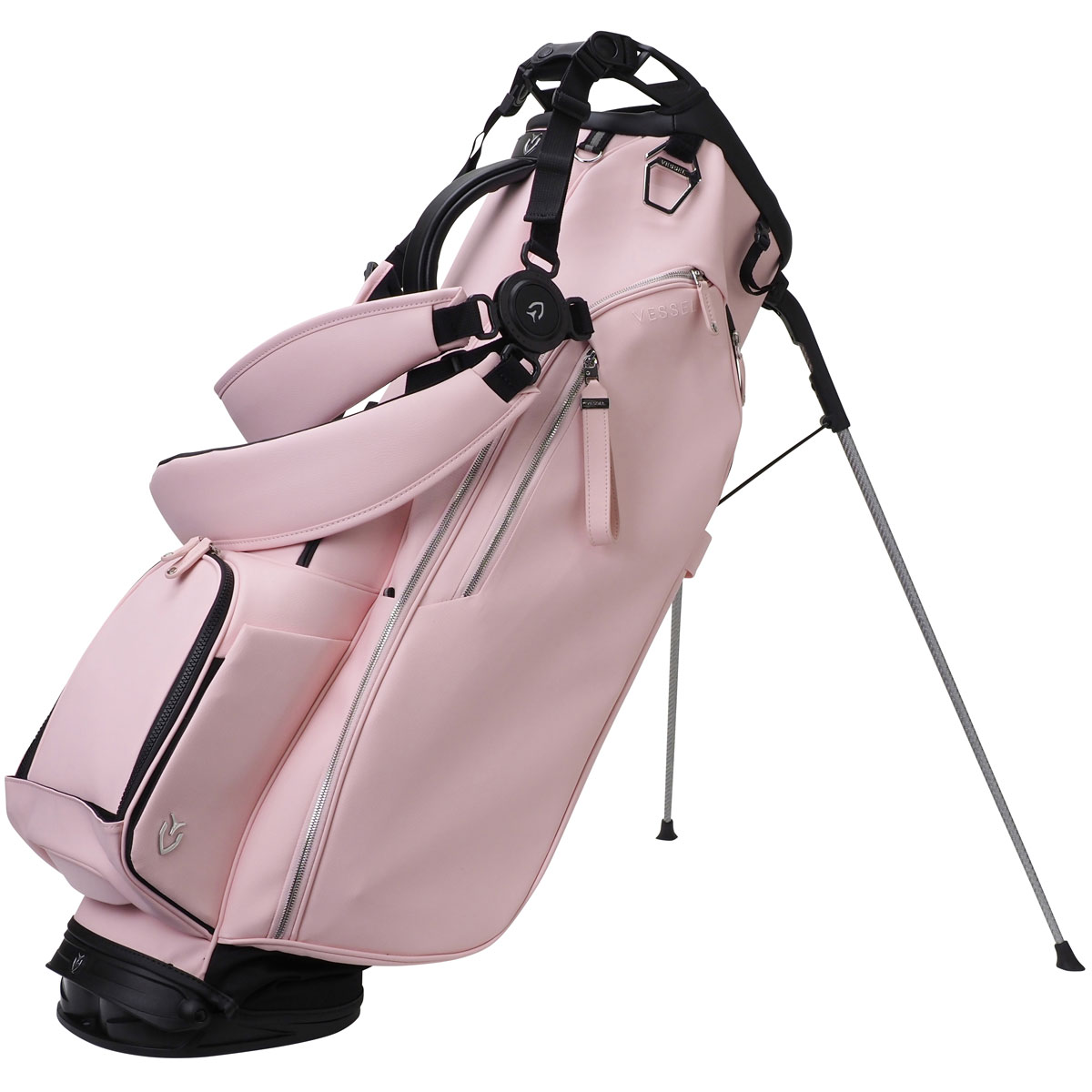 限定コモコーメプロトタイプキャディバック9インチピンク×ゴールド 数量限定 プレイヤー 5.0 シングル・ダブル両ストラップ付き スタンド