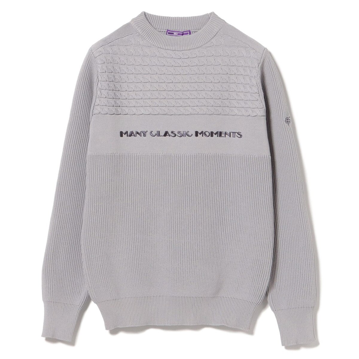 PURPLE LABEL ケーブル編みボーダー プルオーバー ニット(中間着
