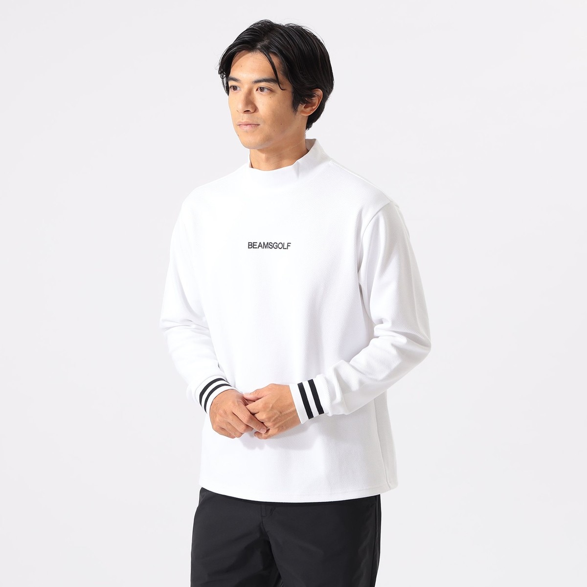ORANGE LABEL ストレッチツイル ジャカード モックネックシャツ（UV