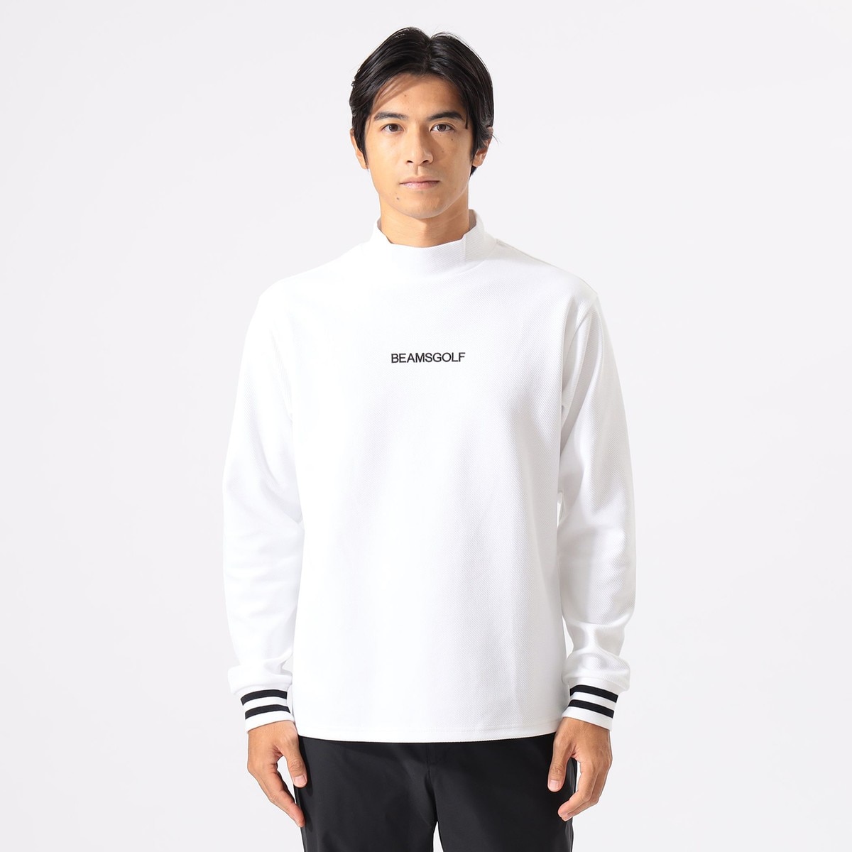 ORANGE LABEL ストレッチツイル ジャカード モックネックシャツ（UV