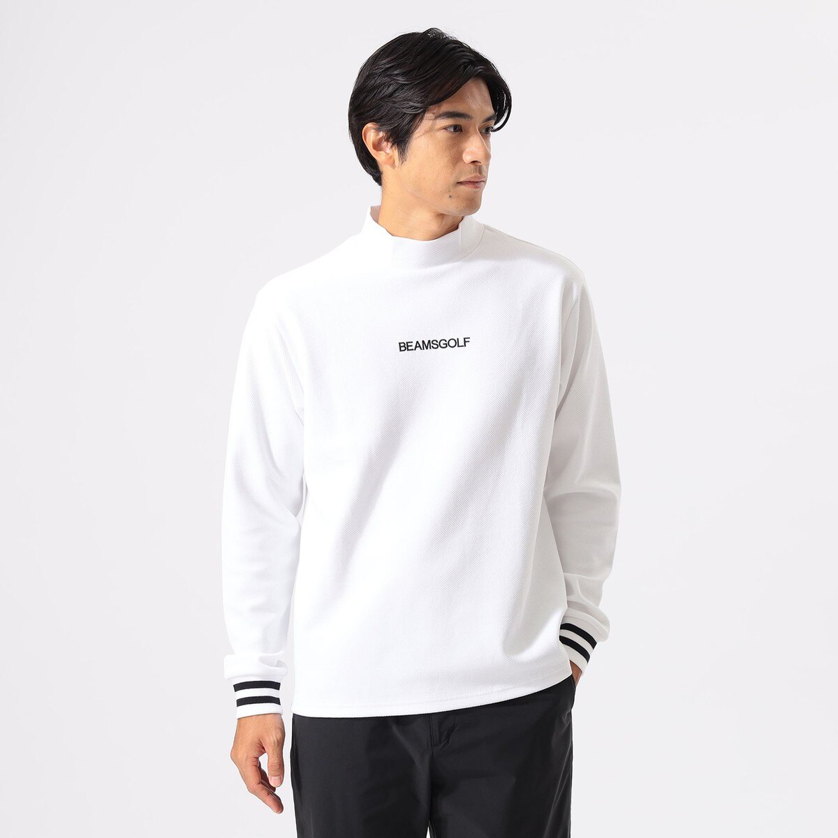ORANGE LABEL ストレッチツイル ジャカード モックネックシャツ（UV