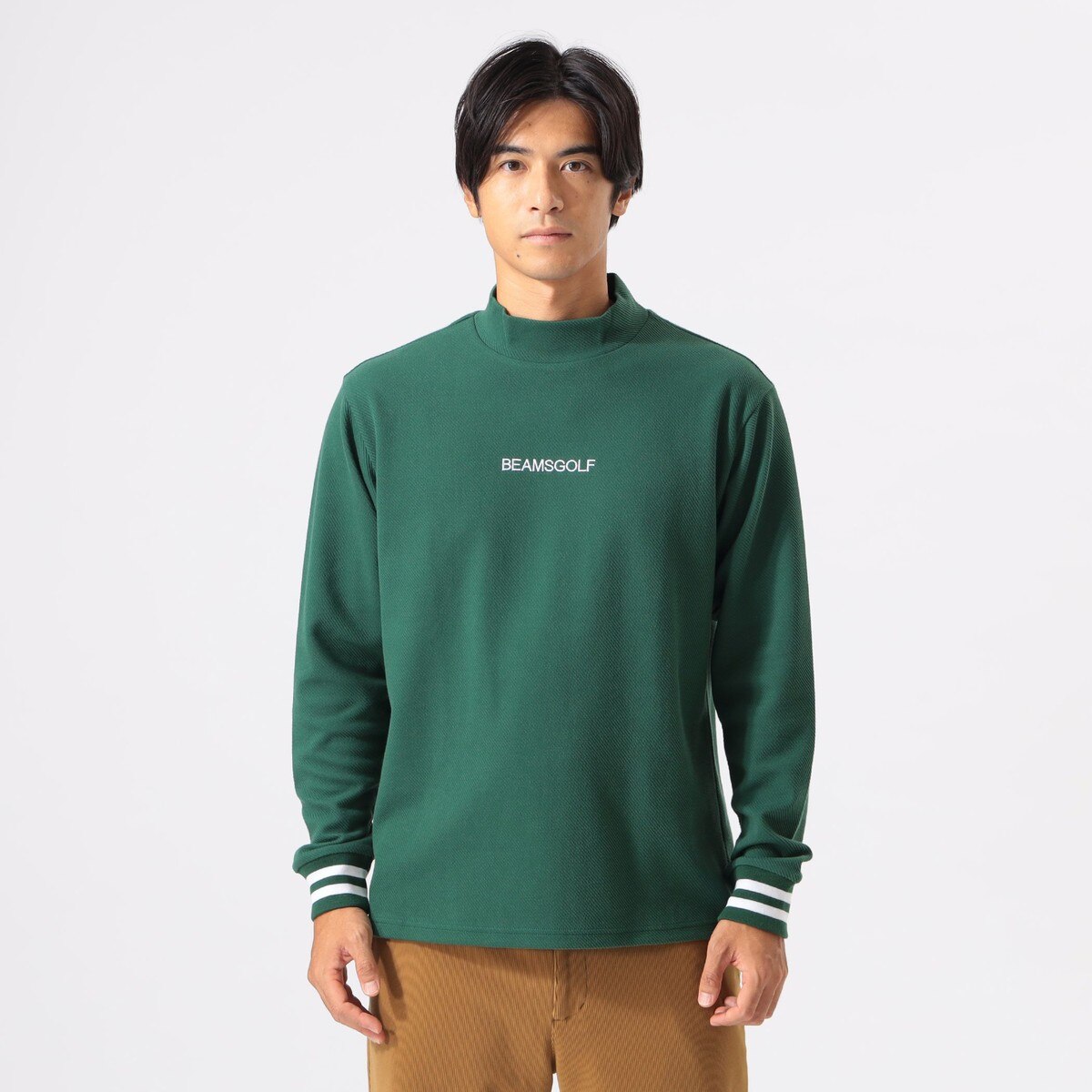 ORANGE LABEL ストレッチツイル ジャカード モックネックシャツ（UV