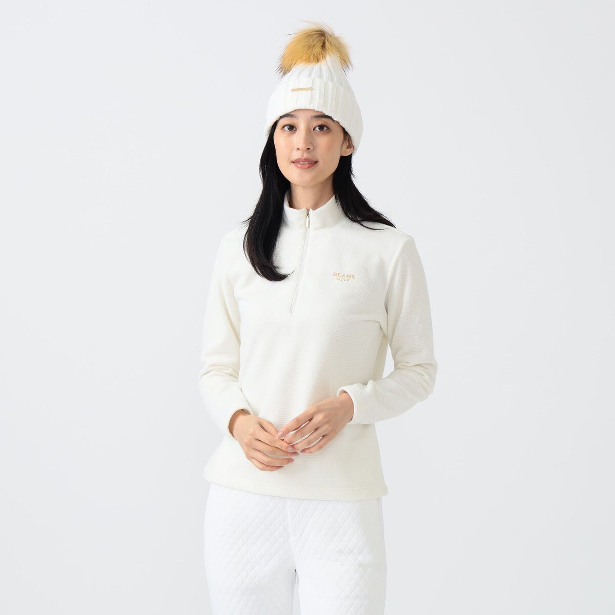 PURPLE LABEL ハーフジップ コード ロングスリーブ モックネックシャツ