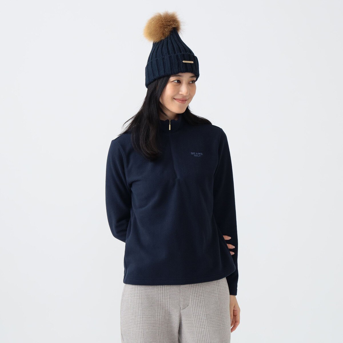 PURPLE LABEL ハーフジップ コード ロングスリーブ モックネックシャツ