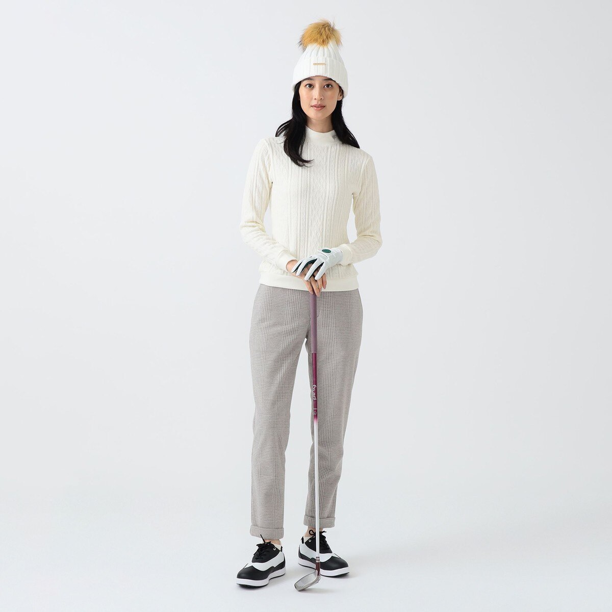 PURPLE LABEL ケーブル ロングスリーブ モックネックシャツ レディス