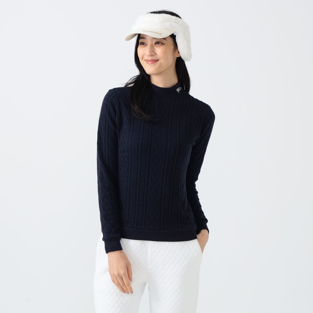 PURPLE LABEL ケーブル ロングスリーブ モックネックシャツ レディス
