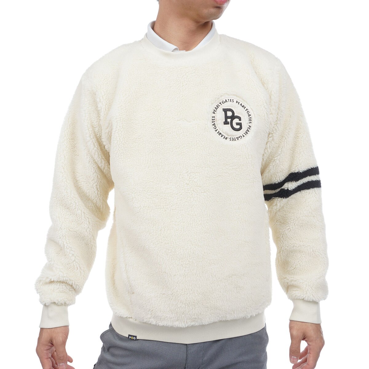 ハイパイル ボアパネルジャカード長袖スウェット(中間着(セーター