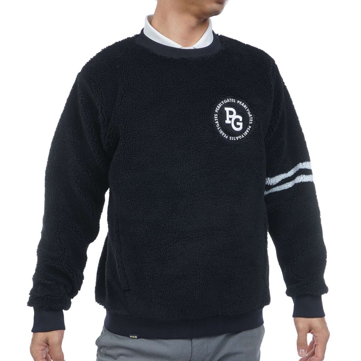 ハイパイル ボアパネルジャカード長袖スウェット(中間着(セーター