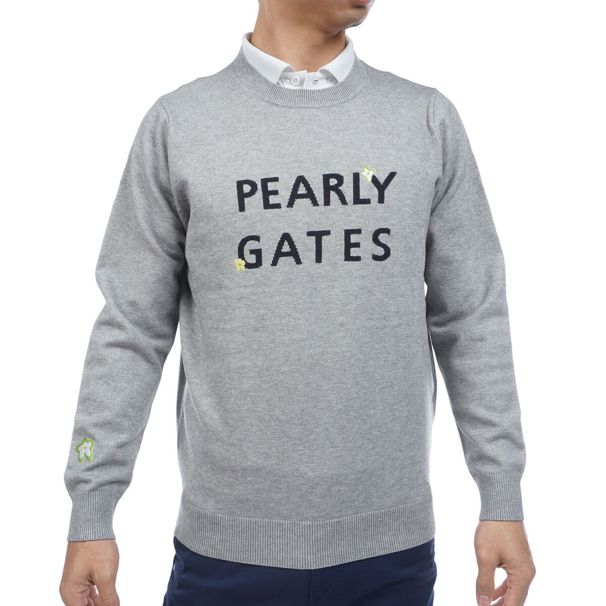 天竺×インターシャ丸首セーター(中間着(セーター、トレーナー))|PEARLY