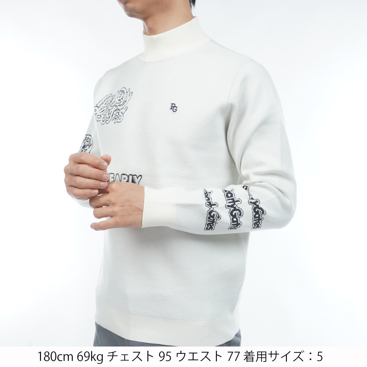 ダブルジャカード×ワッペン風ハイネックセーター(中間着(セーター