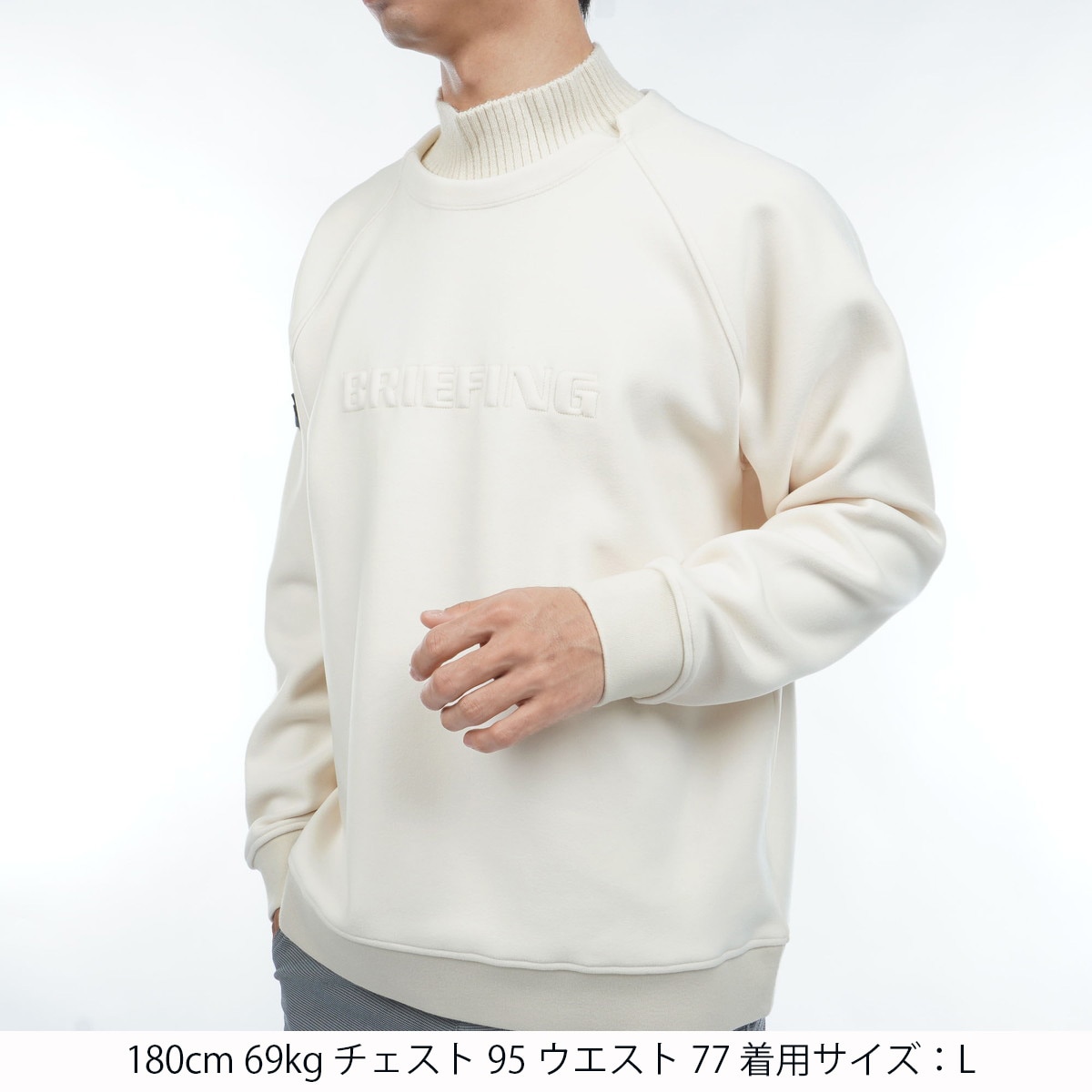 HOL ステッチロゴ フェイクレイヤード ハイネック長袖シャツ(長袖