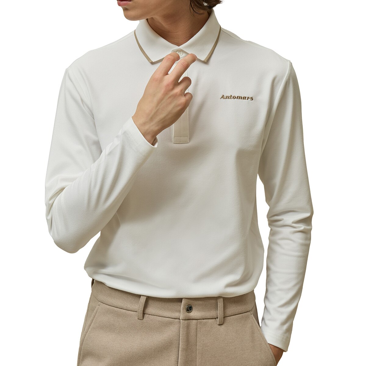 ストレッチ ソフト起毛 長袖ポロシャツ(長袖シャツ・ポロシャツ