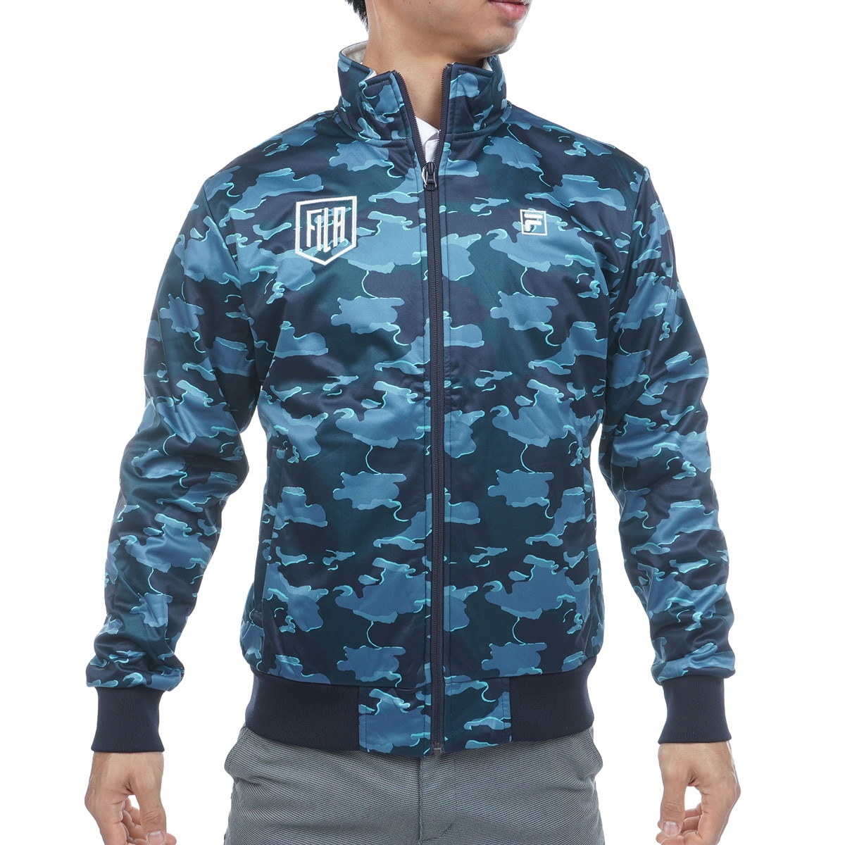 セール・アウトレット】ストレッチ カモ柄 ボンディングブルゾン