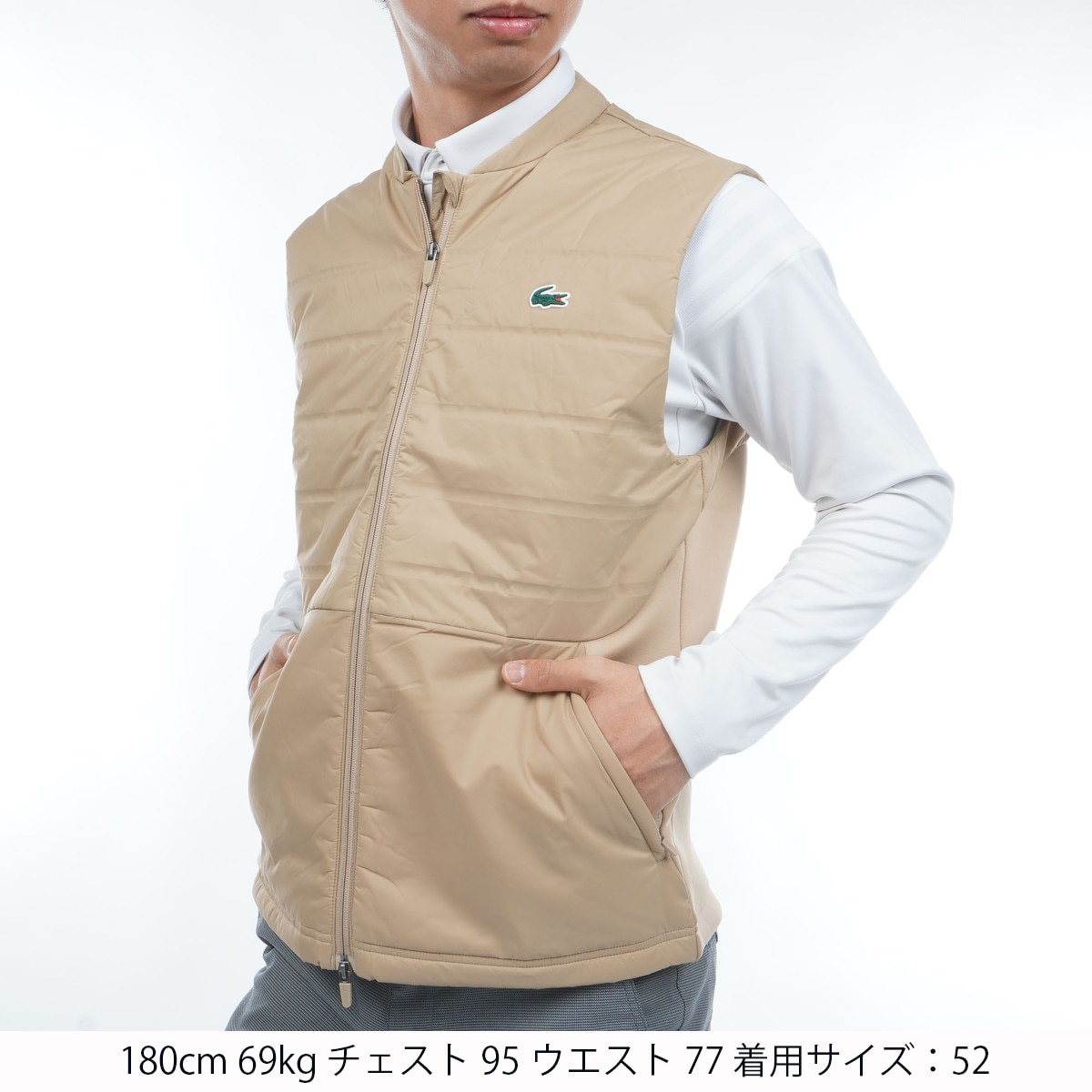 美品BRIEFING 春秋メンズベージュ ベストLサイズ アウトレット】キルティング切り替え 中綿ベスト(ベスト)|LACOSTE