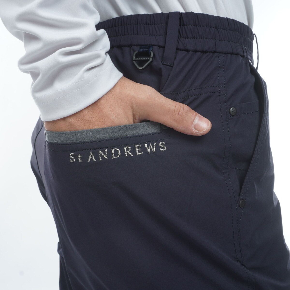 極美品✨ St ANDREWS 撥水 ストレッチ ロングパンツ 黒　M セール・アウトレット】ナイロンストレッチパンツ(ロングパンツ)|St
