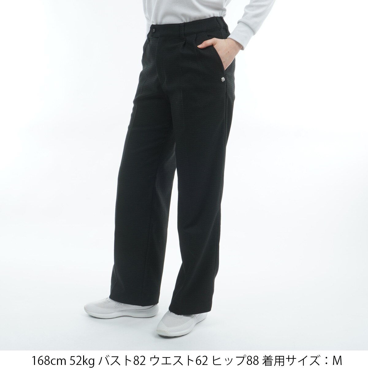 極美品✨ St ANDREWS 撥水 ストレッチ ロングパンツ 黒　M セール・アウトレット】千鳥ジャカードストレッチパンツ レディス