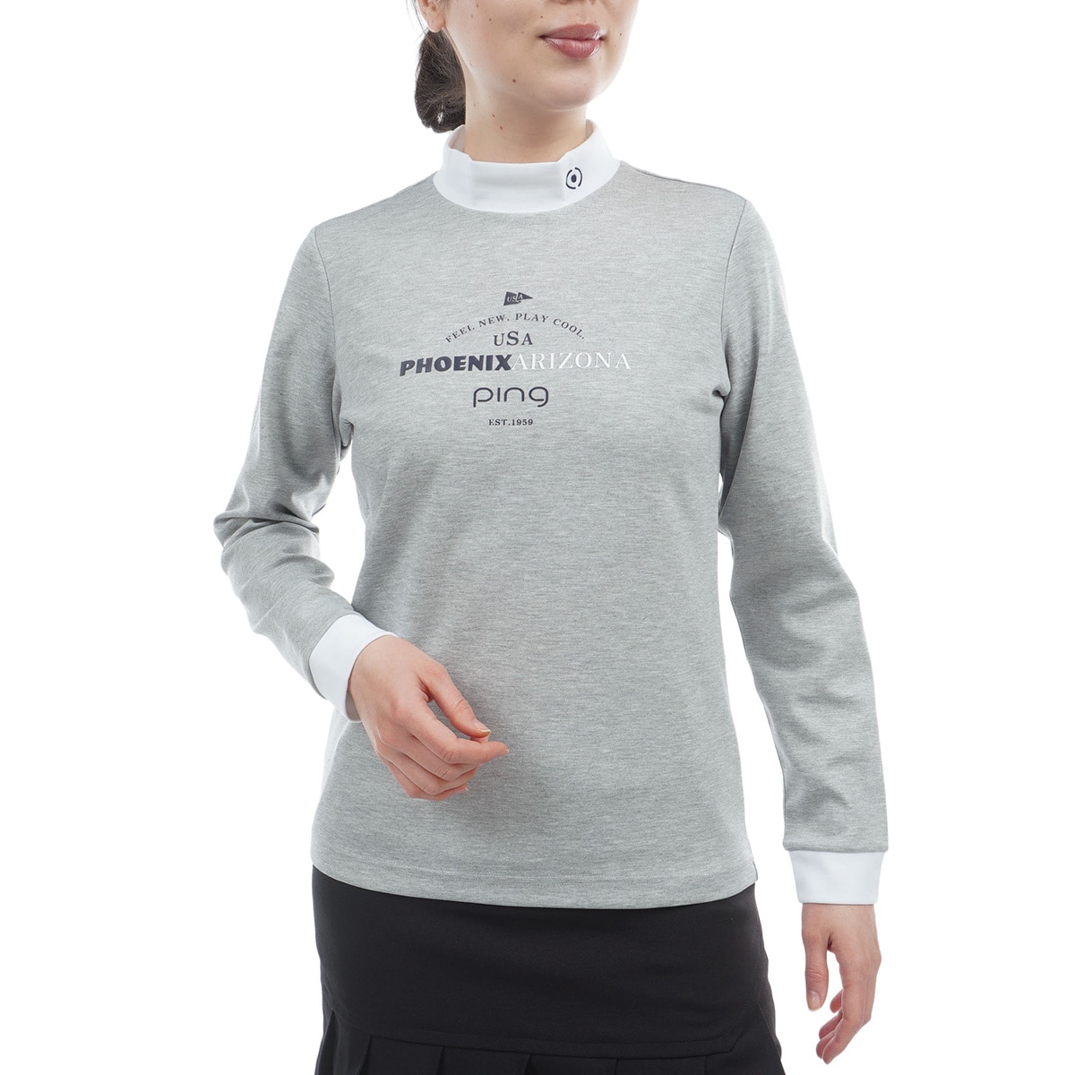 冷感ポンチバイカラーハイネック長袖シャツ レディス(長袖シャツ