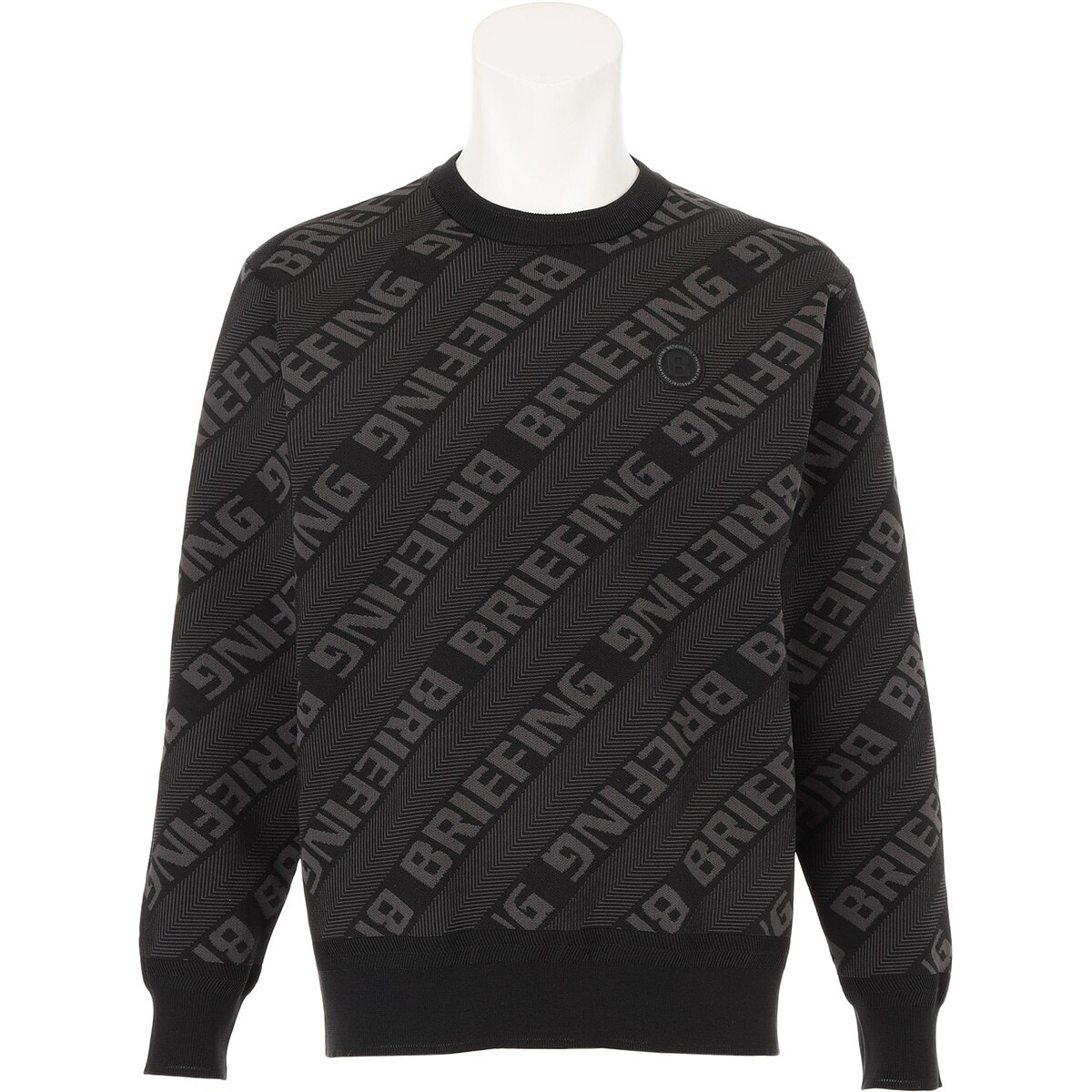 BRIEFING 2025モデル　ロゴ クルーネックニット (ブラック) CE WR バイアスロゴ クルーセーター(中間着(セーター、トレーナー