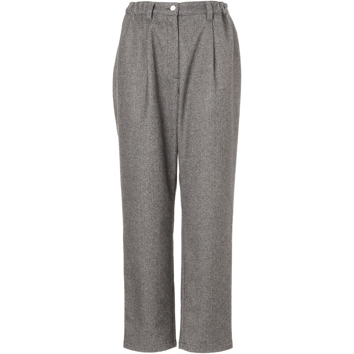 ストレッチ ウーリー ワイドテーパード ワンタックパンツ レディス