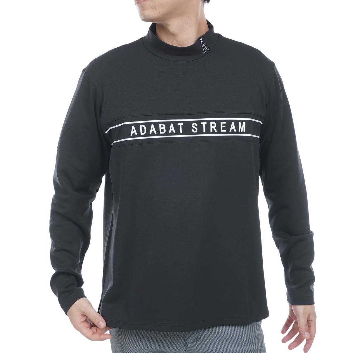 ストレッチ フロントロゴモックネック長袖Tシャツ(長袖シャツ