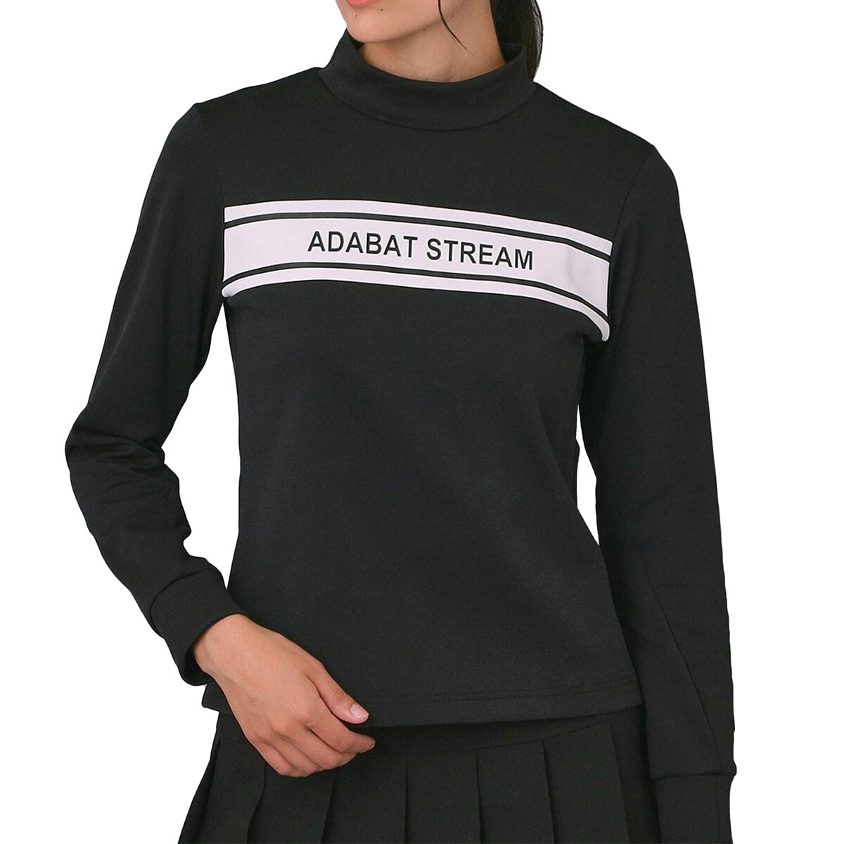 ストレッチ フロントロゴモックネック長袖Tシャツ レディス(長袖シャツ