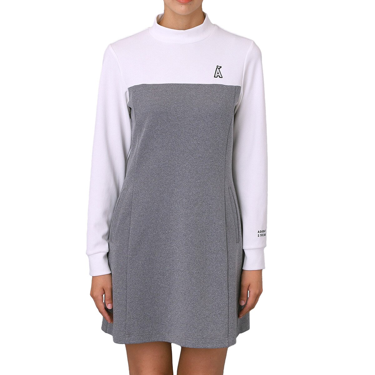 専用　adabat stream ワンピース 新品タグ付き ストレッチ スムースブロッキングワンピース レディス(ワンピース