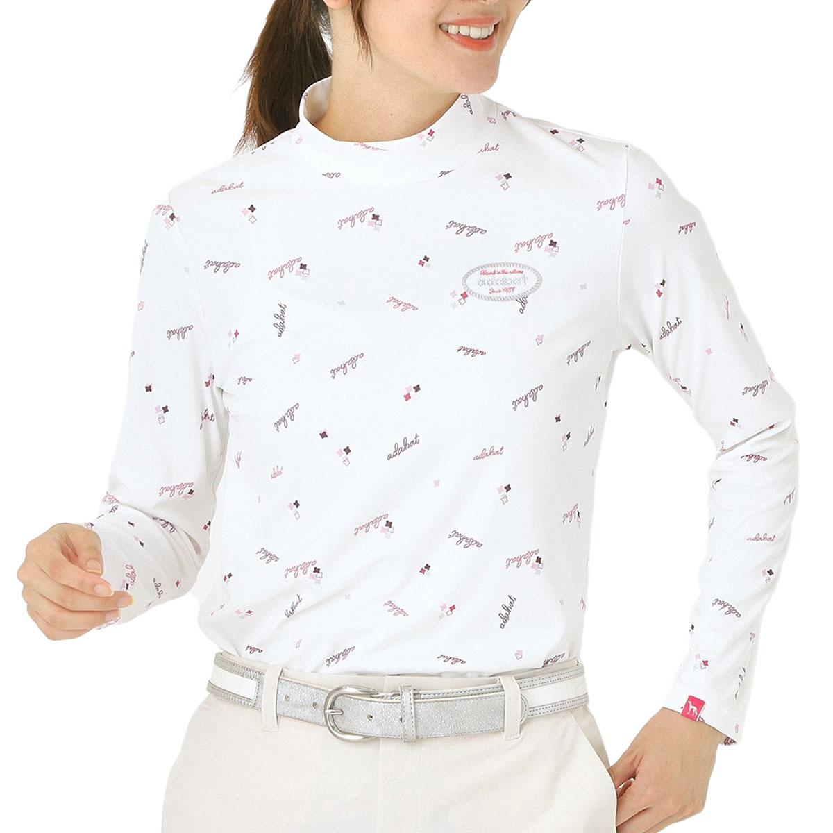 千鳥小紋モックネック長袖プルオーバー レディス(長袖シャツ