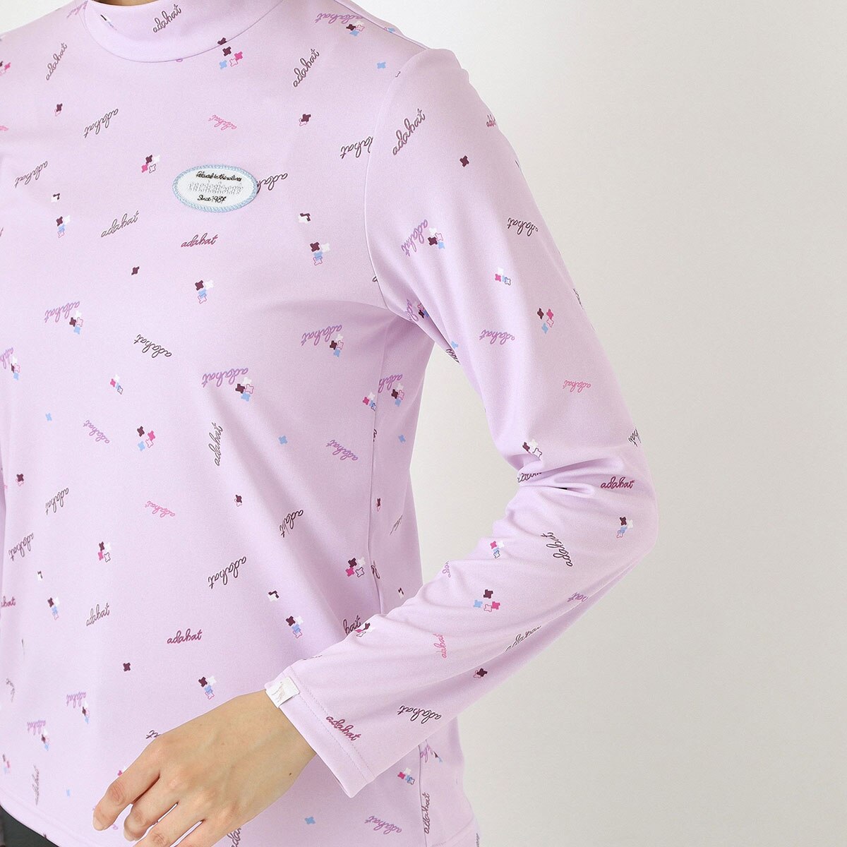 千鳥小紋モックネック長袖プルオーバー レディス(長袖シャツ