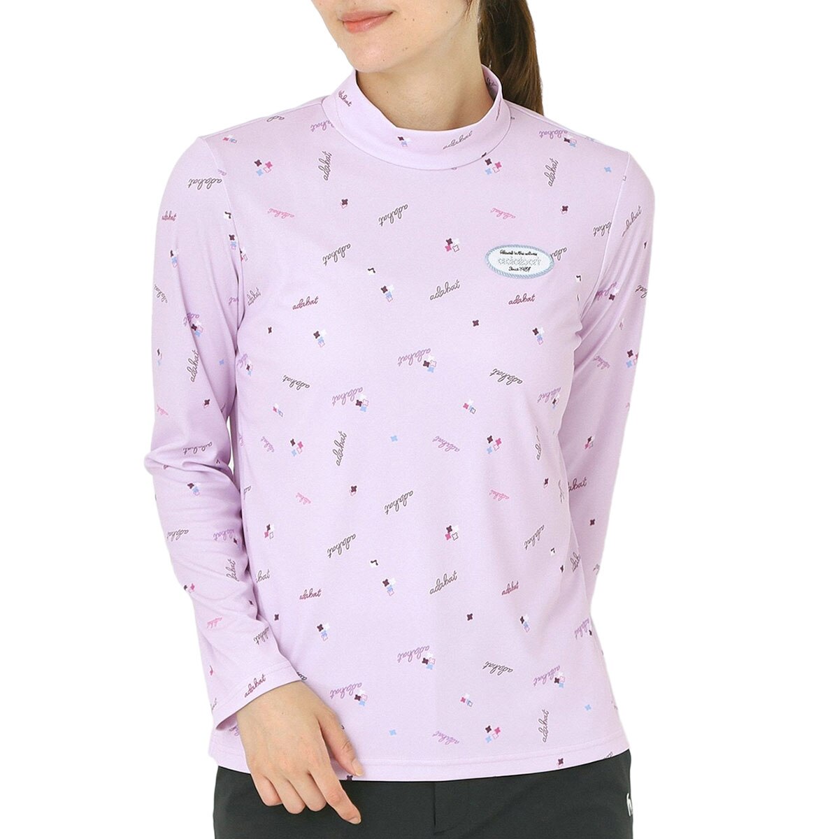 千鳥小紋モックネック長袖プルオーバー レディス(長袖シャツ