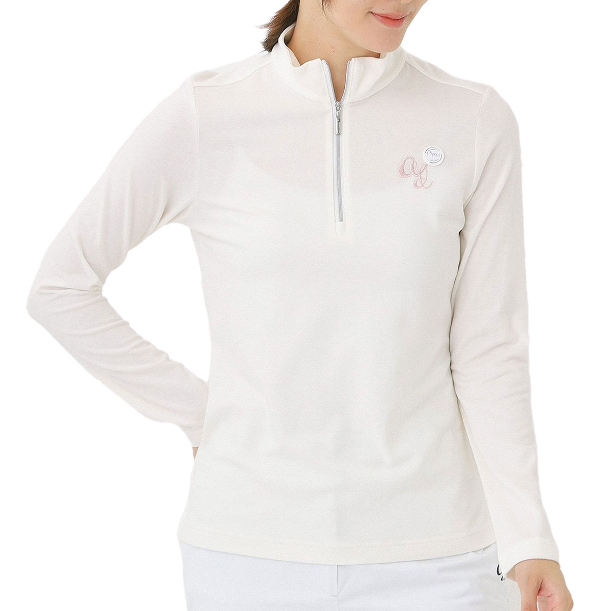 吸湿発熱 ハーフジップモックネック長袖Tシャツ レディス(長袖シャツ