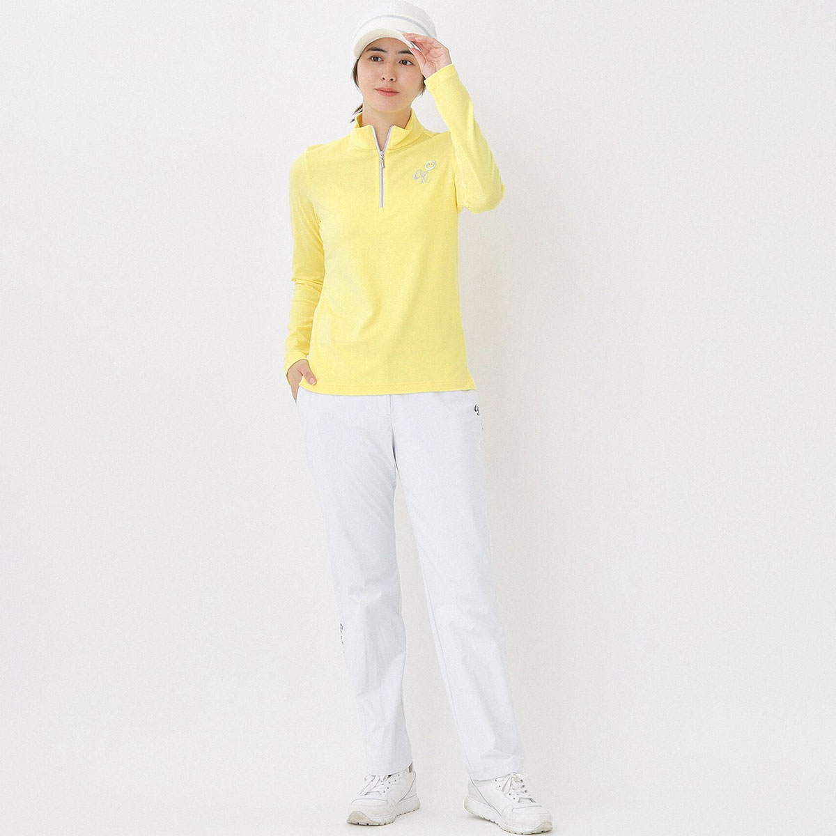 吸湿発熱 ハーフジップモックネック長袖Tシャツ レディス(長袖シャツ