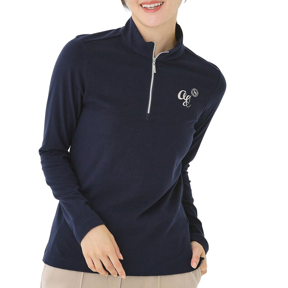 吸湿発熱 ハーフジップモックネック長袖Tシャツ レディス(長袖シャツ