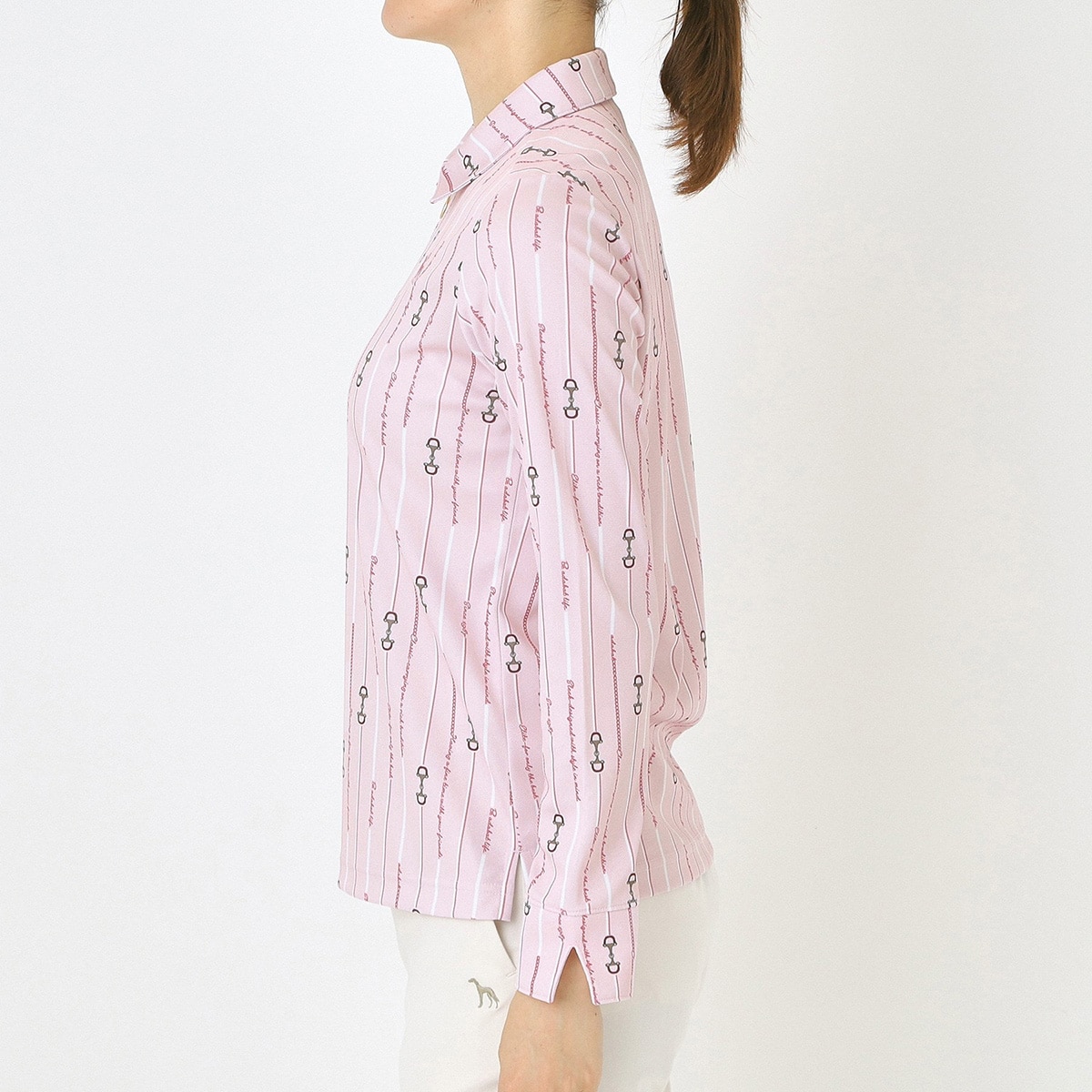 吸水速乾 ビットストライプ長袖ポロシャツ レディス(長袖シャツ