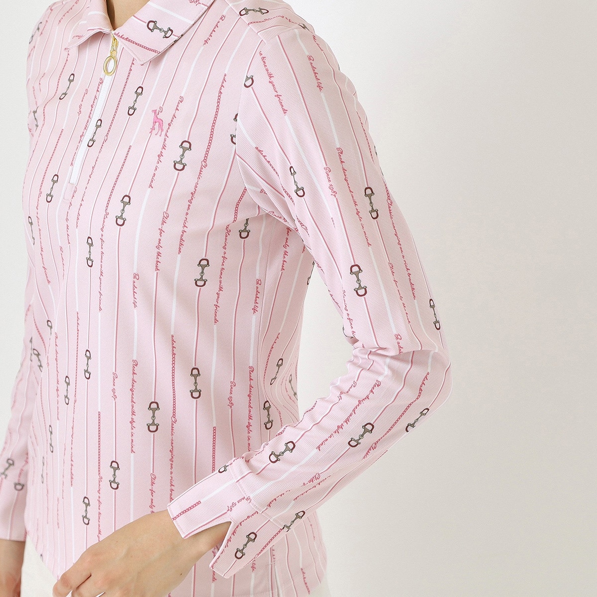 吸水速乾 ビットストライプ長袖ポロシャツ レディス(長袖シャツ